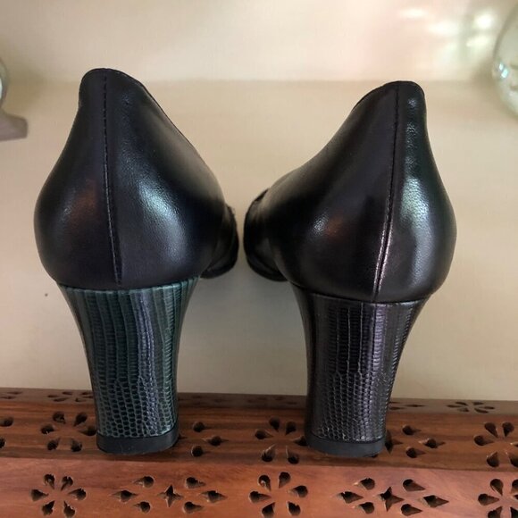 Women's Taryn Rose Black Leather Open Toe Vero Cuoio Italy Size 5 1/2 - Picture 7 of 14